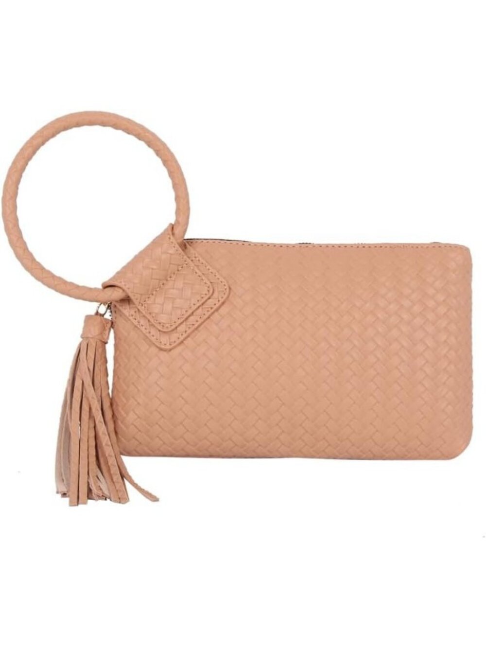 Women's Blush Pink Leather Formal Purse Wristlet Wallet Casual Evening Handbag